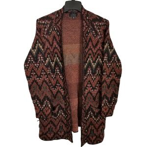 Lucky Brand Women Cardigan‎ Sweater Sz M Open  Front Southwest Aztec Wool Blend